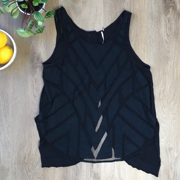 Free People Black Split Back Tank Top